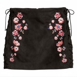 H&M Faux Suede Floral Mini Skirt Size 8